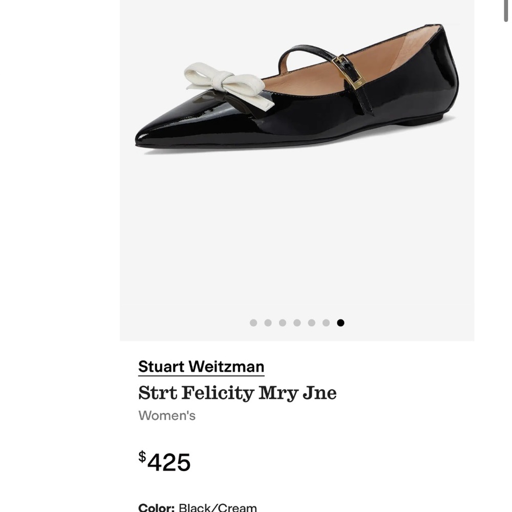 STUART WEITZMAN FELICITY MARY JANE
FLAT in BLACK/CREAM Sz 10 gently used
$425 - Picture 6 of 16